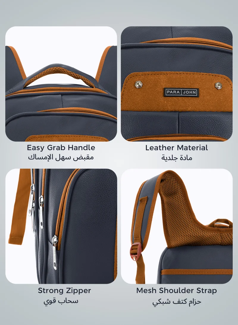 PARAJOHN  Para John PU Leather Backpack – Stylish 16 Inch Laptop Backpack with Multiple Compartments & Durable Zipper  | Best Price UAE