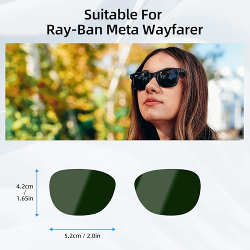 RCstyle HiBloks Replacement Lenses for Ray-Ban Meta Wayfarer (RW4008 Size L), UV Protection Sunglass Lens Set for Smart Glasses, Premium Lens Kit for Men & Women Driving, Cycling or Outdoor (Green) - Image 3