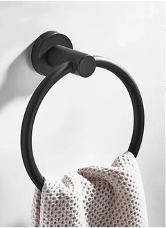 Kutis 1-Piece Ring Towel Holder Stainless Steel Towel Bar Bathroom Towel Rack Black 16.5x5.5 Centimeter  - Image 1