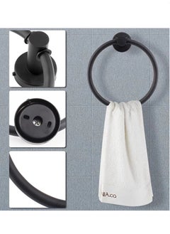 Kutis 1-Piece Ring Towel Holder Stainless Steel Towel Bar Bathroom Towel Rack Black 16.5x5.5 Centimeter  - Image 3