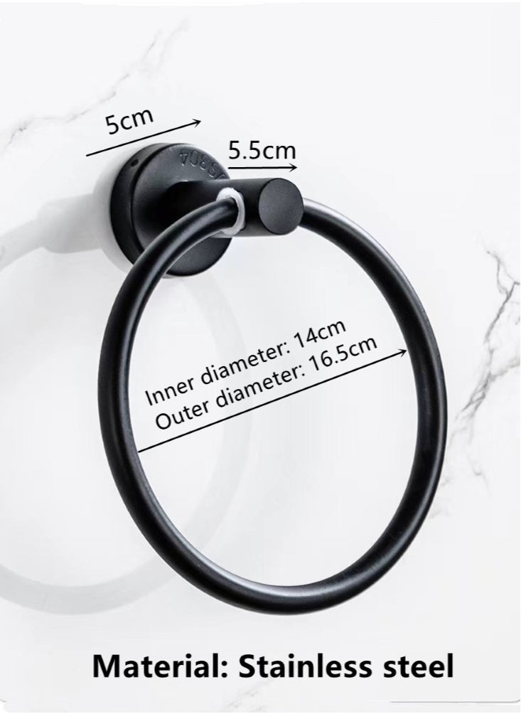 Kutis 1-Piece Ring Towel Holder Stainless Steel Towel Bar Bathroom Towel Rack Black 16.5x5.5 Centimeter  - Image 4
