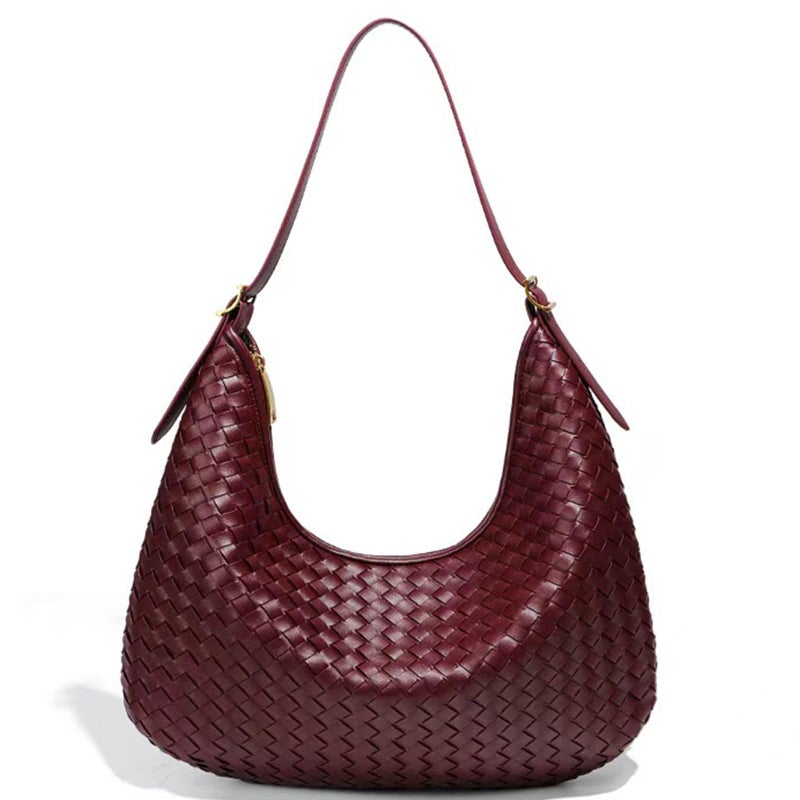 YONGLEE ARTEE Shoulder Handbags Shoulder Bag for Women Totes Woven Vegan Leather Bag Hand Bag Working Lightweight Bags With Zipper (Burgundy) - Image 1