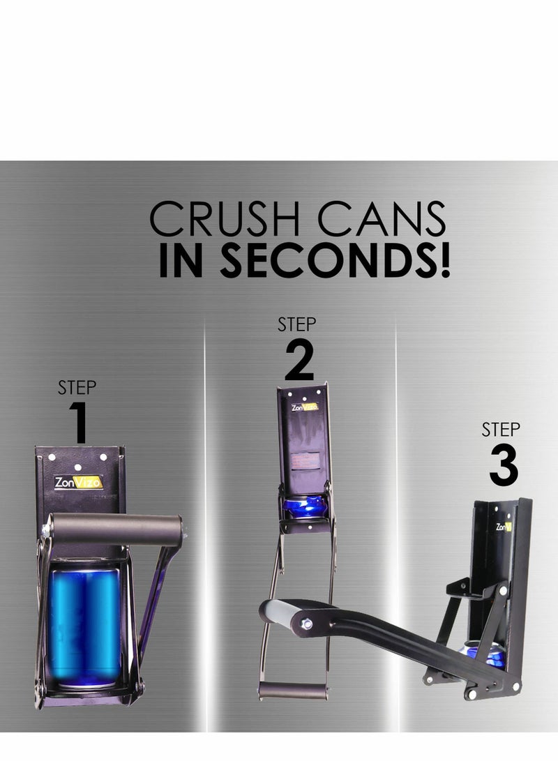Excefore Metal Can Crusher, Heavy-Duty Wall-Mounted Smasher for Aluminum Seltzer, Soda, Beer Cans and Bottles for Recycling, Gadgets for Home, Black  - Image 5