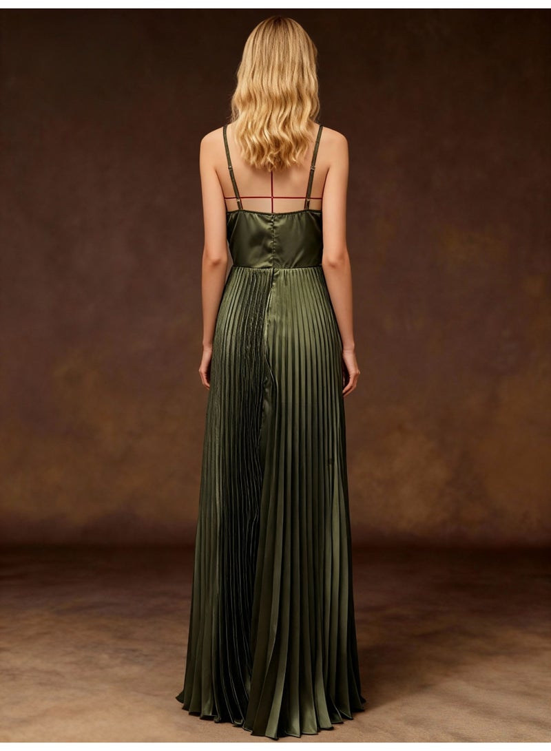 GEXUAN Spaghetti Strap Ruched Bust Maxi Dress - Image 3