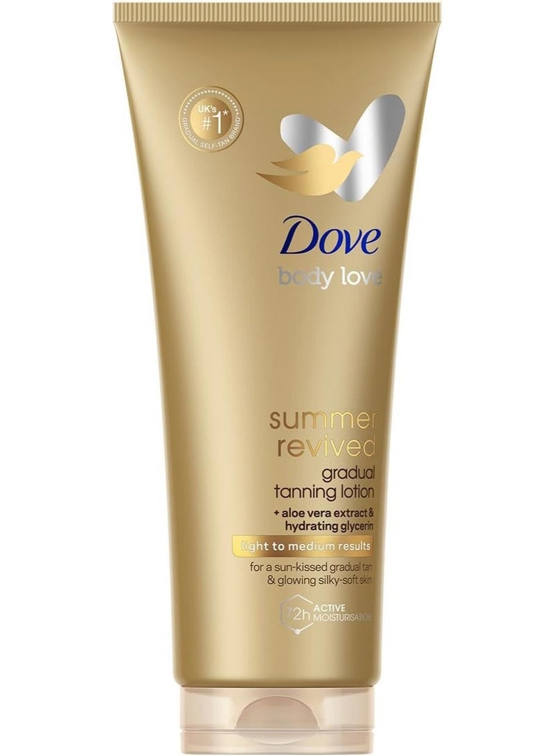 Dove Body Care Set – Summer Revived Gradual Tanning Lotion 200 ML + Shea Butter & Vanilla Pampering Body Wash 1000 ML - Image 2