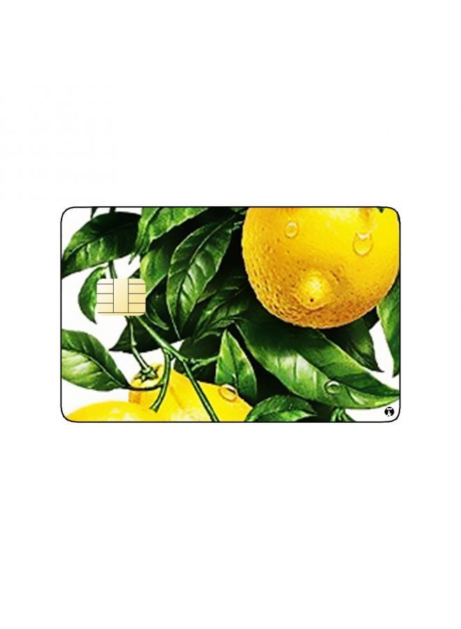 RKN PRINTED BANK CARD STICKER Beautiful Lemons Drawing With Tree Leaves - Image 2