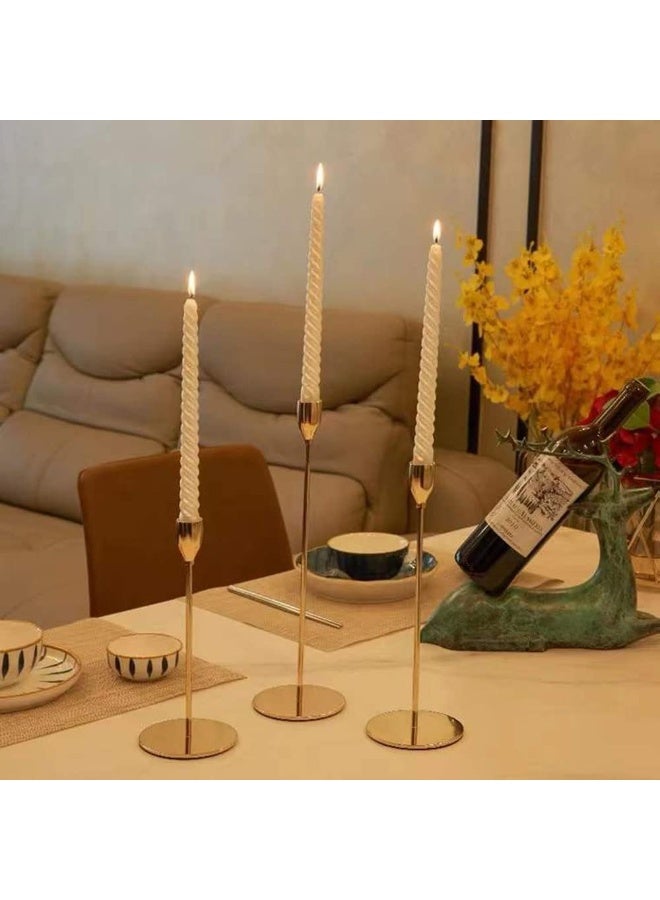 Bukela Pink Gold Candle Holders Set of 3 for Taper Candles, Decorative Candlestick Holder for Wedding, Dinning, Party, Fits 3/4 inch Thick Candle&Led Candles (Metal Candle Stand) - Image 4