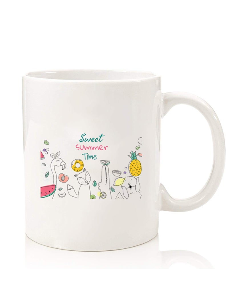 Theodor فنجان قهوة مطبوع بجودة ممتازة من الجهتين لكوب الشاي للاستخدام المنزلي والمكتبي، للأطفال والرجال والنساء في أوقات الصيف الجميلة - Image 1