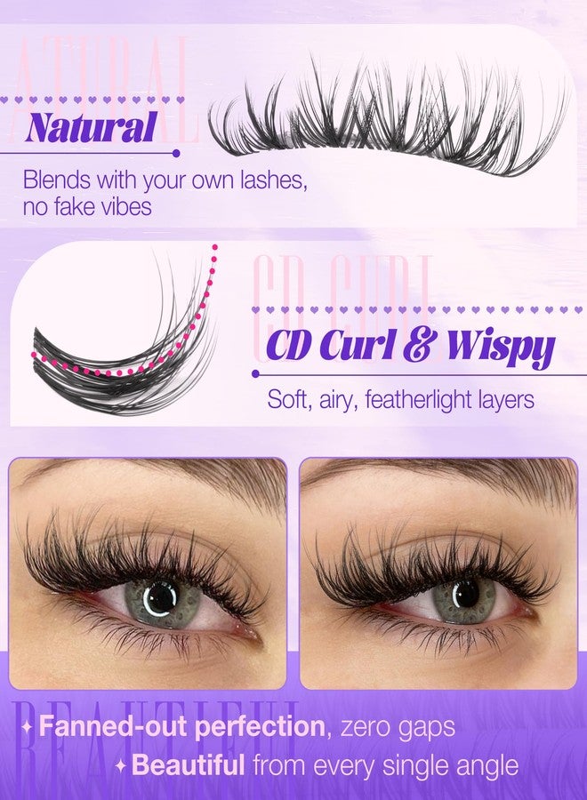 LANFLOWER Spider Lash Clusters Natural Breeze Cluster Eyelash Extensions Wispy Eyelash Clusters D Curly Individual Lashes Clusters Pestañas Postizas Naturales Fluffy Spider Lash Clusters by Delyneph - Image 3
