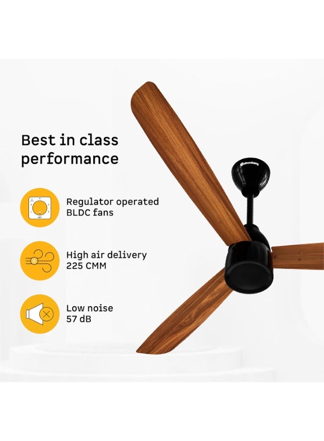 atomberg Renesa Prime 1200mm BLDC Motor | BEE 5 Star Rated | Sleek Ceiling Fans Compatible with Regulators | Without Remote Control | Upto 65% Energy Saving and High Air Delivery Fan (Honey Maplewood) - Image 4