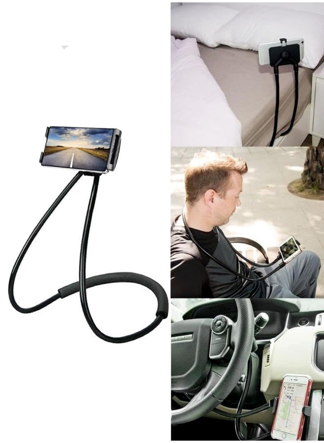 ShebSheb - Universal Smartphone Holder Hanging Phone Stand On The Neck Flexible Lazy Bracket That Can Rotate Freely(Black） - Image 1