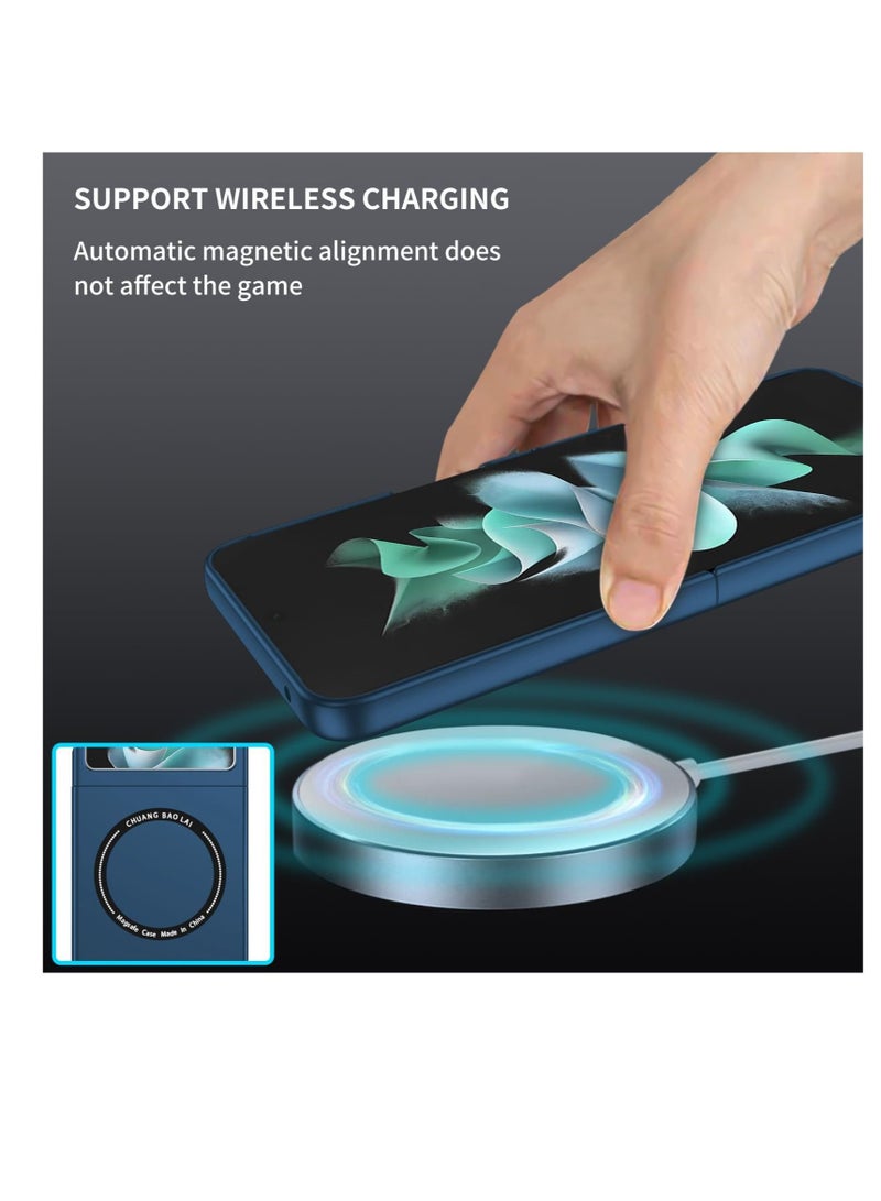 Captaintech For Samsung Galaxy Z Flip5 Case, for Samsung Z Flip 5 Slim Thin Shockproof Full-Body Protective Cover Phone Case, Compatible with MagSafe Wireless Charger, for Samsung Galaxy Z Flip 5 5G CX (Blue) KSA - Image 5