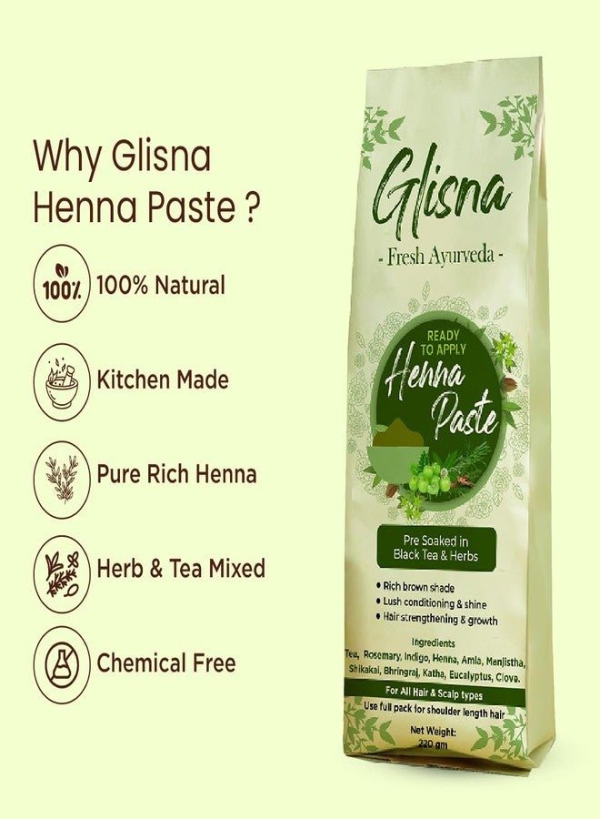 GLISNA معجون حناء جليسنا جاهز للاستخدام مع مسحوق النيلة | عضوي للشعر (220 غرام لكل عبوة)، ممزوج بإكليل الجبل، والأملا، والمانجيستا، والشيكاكاي | معجون حناء جاهز للاستخدام للشعر - Image 5