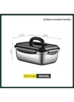 Generic Factory Direct 304 Stainless Steel Fresh-keeping Box Refrigerator Sealed Box Storage Box Fruit And Vegetable Pickle Bucket Lunch Box-Specifications:Single Handle 3800ml  - Image 1
