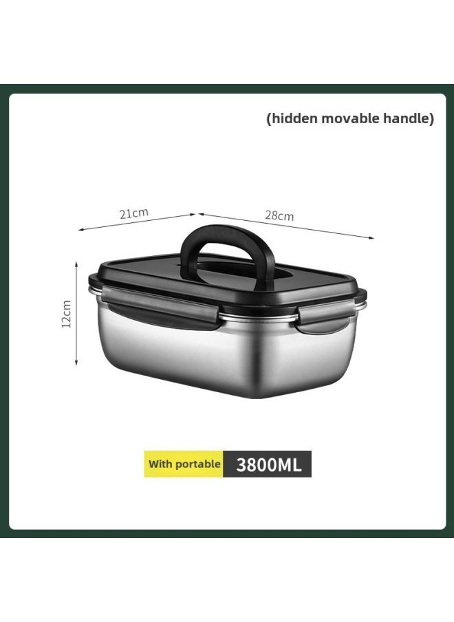 Generic - Factory Direct 304 Stainless Steel Fresh-keeping Box Refrigerator Sealed Box Storage Box Fruit And Vegetable Pickle Bucket Lunch Box-Specifications:Single Handle 3800ml - Image 1