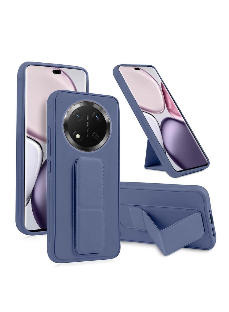 Wtech Honor X9c 5G 2024 / Honor Magic7 Lite 5G 2025 Hand Grip Foldable Magnetic Kickstand Wrist Strap Finger Grip with Built-in Iron Case Cover - Storm Blue - Image 1