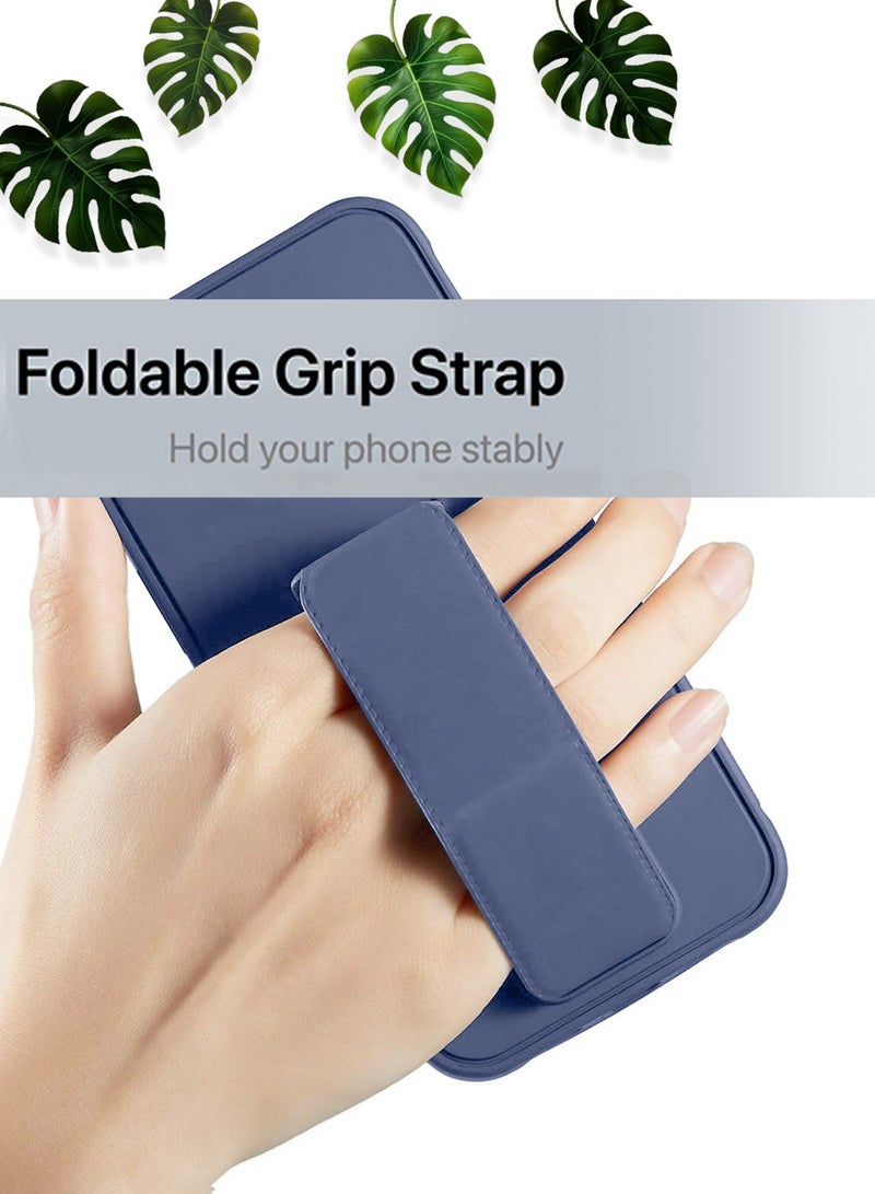 Wtech Honor X9c 5G 2024 / Honor Magic7 Lite 5G 2025 Hand Grip Foldable Magnetic Kickstand Wrist Strap Finger Grip with Built-in Iron Case Cover - Storm Blue - Image 2