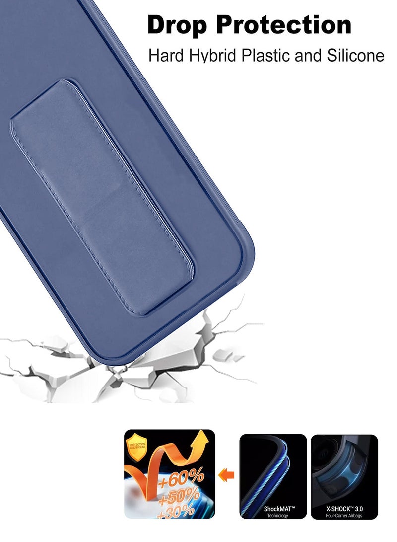 Wtech Honor X9c 5G 2024 / Honor Magic7 Lite 5G 2025 Hand Grip Foldable Magnetic Kickstand Wrist Strap Finger Grip with Built-in Iron Case Cover - Storm Blue - Image 5