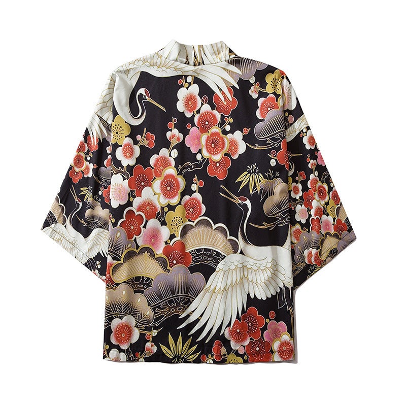 Chinese Style Vintage Couple'S Cardigan And Kimono Men'S And Women'S National Fashion Loose Japanese-Style Ukiyo-E Bf Seven-Point Sleeve Taoist Cloak - Image 3