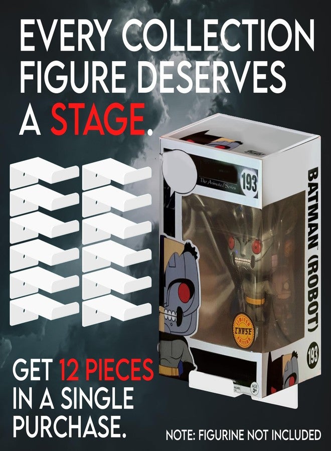 Tapeera 12-Pack White Acrylic Display for Pop Figure Shelves - Suitable for in-The-Box Figures with Soft Protector - 4-Inch Pop Vinyl Wall Display - Boxed Action Figure and Vinyl Figure Display Case - Image 3
