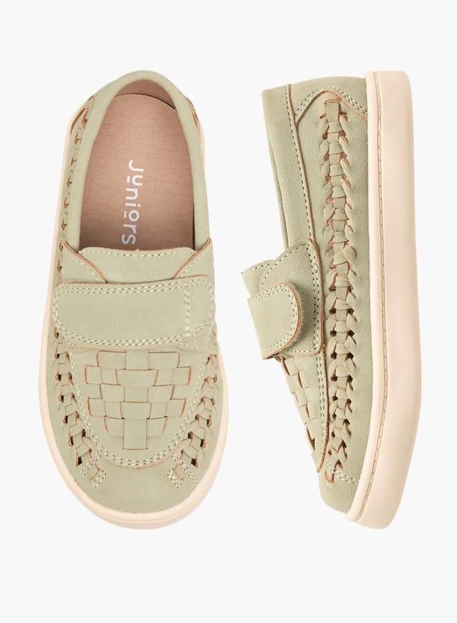 Barefeet Boys Weave Textured Loafers With Hook And Loop Closure - Image 2