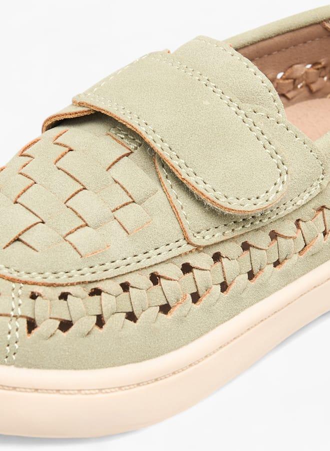 Barefeet Boys Weave Textured Loafers With Hook And Loop Closure - Image 4