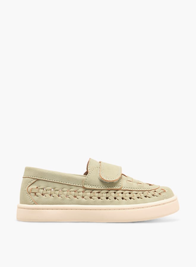 Barefeet Boys Weave Textured Loafers With Hook And Loop Closure  - Image 3