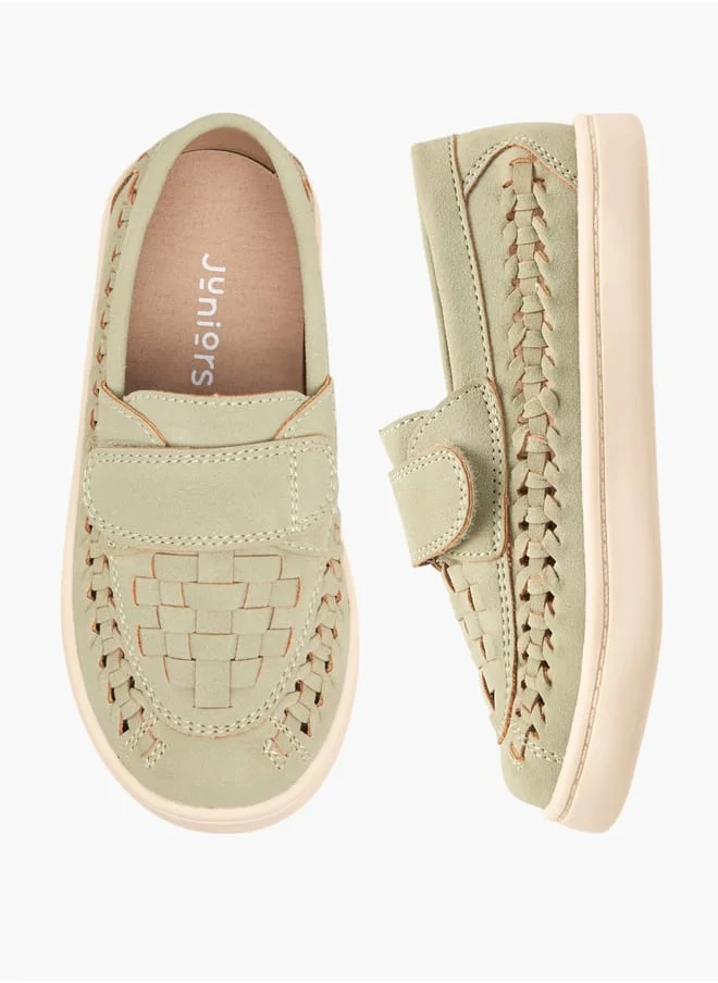 بيرفيت Boys Weave Textured Loafers With Hook And Loop Closure