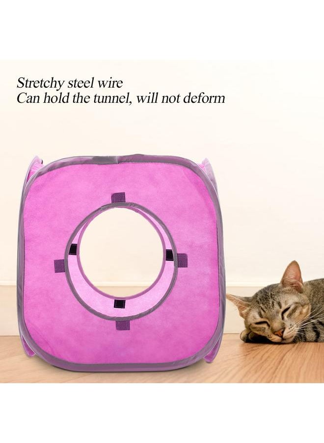 Thoraya Cubic Folding Cat Crinkle Tunnel Play Toy Kitten Cat Game Interactive Toy Pink  - Image 3