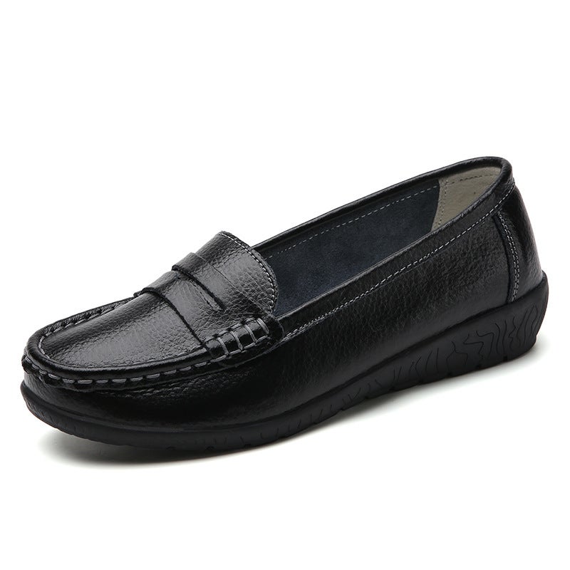 2024 spring and autumn new nurse shoes casual flat heel womens shoes bean shoes mother shoes beef tendon sole source manufacturers 2105 black - Image 1