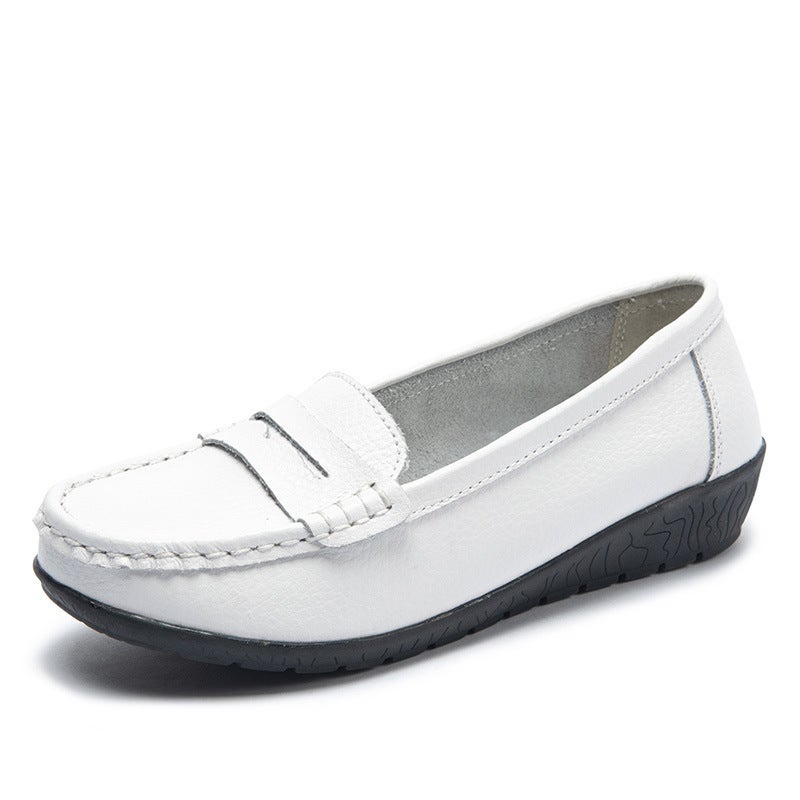 2024 spring and autumn new nurse shoes casual flat heel womens shoes bean shoes mother shoes beef tendon sole source manufacturers 2105 black - Image 2