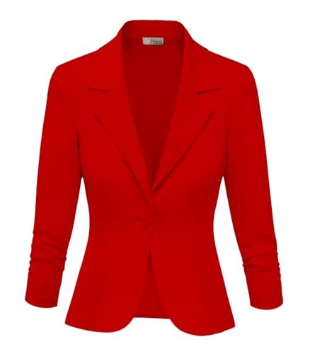 Hybrid & Company Women Super Comfy Ponte Office Blazer JK1131 1073T RED XL - Image 1