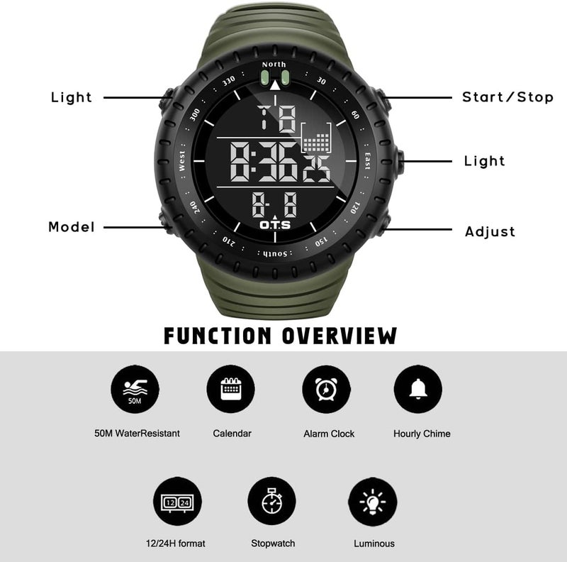 PALADA Men's Digital Sports Watch Waterproof Tactical Watch with LED Backlight Watches for Men - Image 4