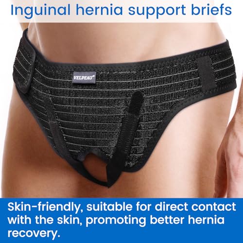 VELPEAU Hernia Belt for Men & Women - Bilateral/Double Inguinal, Groin Hernia Support Truss Underwear Briefs, Pain Relief Recovery Adjustable Strap with 2 Removable Medical Compression Pads (Black, M) - Image 4