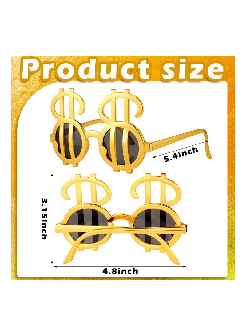 Zikra Gold Dollar Sign Glasses, 6 Pairs Funny Dollar Glasses Sign, Adult Kids Funny Party Eyeglasses Creative Cool Eyeglasses for Hip Hop Photo Props Halloween Party Supplies Decoration - 2 Colors - Image 4