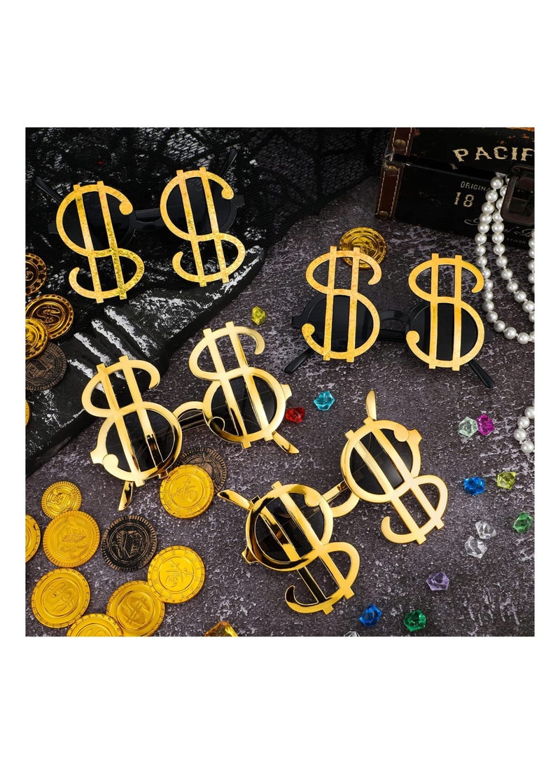 Zikra Gold Dollar Sign Glasses, 6 Pairs Funny Dollar Glasses Sign, Adult Kids Funny Party Eyeglasses Creative Cool Eyeglasses for Hip Hop Photo Props Halloween Party Supplies Decoration - 2 Colors - Image 5