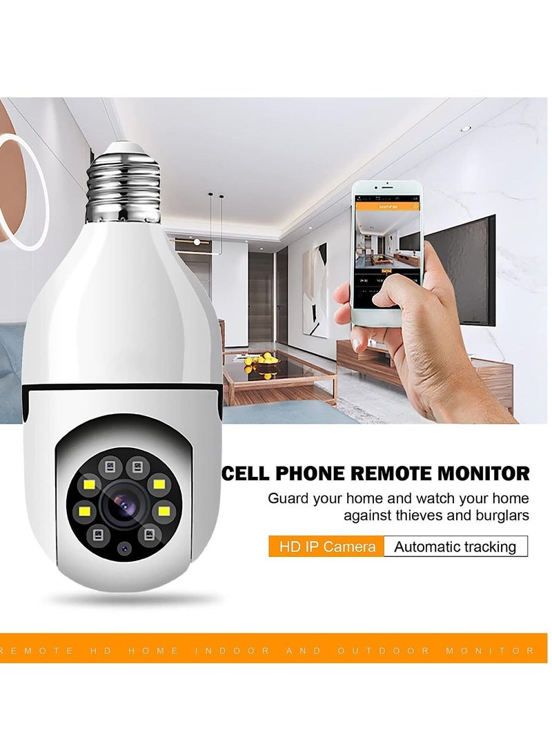 1080P Wireless Tovnet Wifi Pan/Tilt Light Bulb Security Camera, 360 Degrees 3.0MP Cam Home Surveillance CCTV Panoramic IP Camera, with Night Vision, Two Way Audio, Smart Motion Detection - Image 2