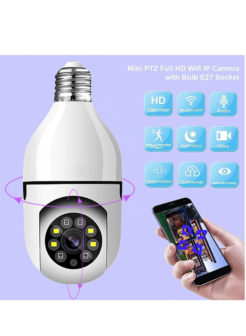 1080P Wireless Tovnet Wifi Pan/Tilt Light Bulb Security Camera, 360 Degrees 3.0MP Cam Home Surveillance CCTV Panoramic IP Camera, with Night Vision, Two Way Audio, Smart Motion Detection - Image 4