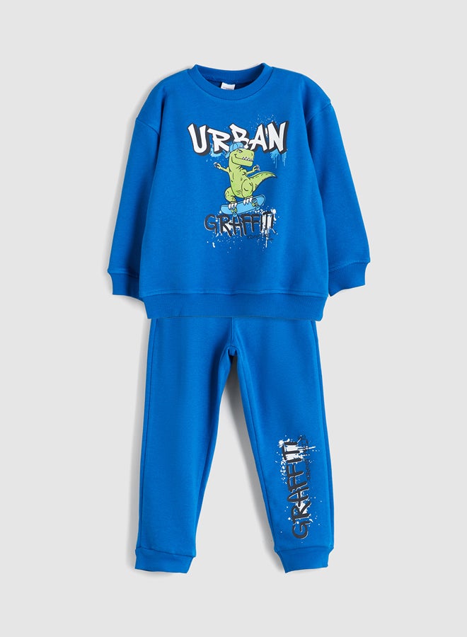 LC WAIKIKI Dinosaur Printed Boys' Sweatshirt and Sweatpants 2 Pack - Image 1