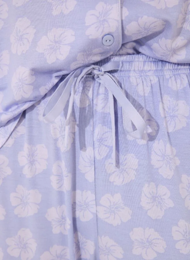 women'secret Blue Capri Viscose Classic Pyjamas