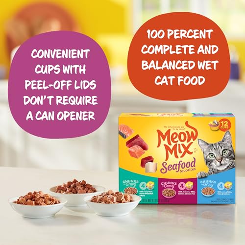 Meow Mix Seafood Favorites Chunks in Gravy Wet Cat Food Variety Pack, 2.75 Ounce (Pack of 12) - Image 4