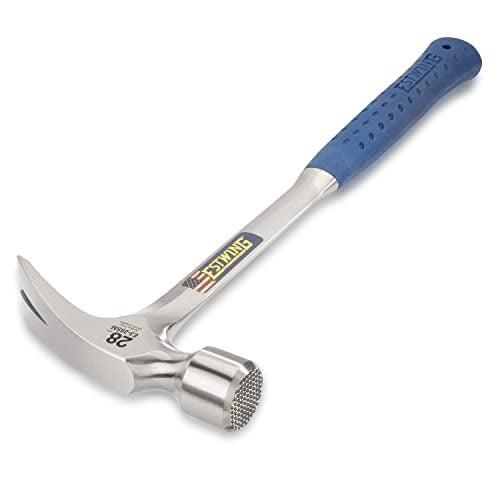 ESTWING Framing Hammer - 28 oz Long Handle Straight Rip Claw with Milled Face & Shock Reduction Grip - E3-28SM, Blue - Image 2
