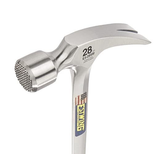 ESTWING Framing Hammer - 28 oz Long Handle Straight Rip Claw with Milled Face & Shock Reduction Grip - E3-28SM, Blue - Image 3