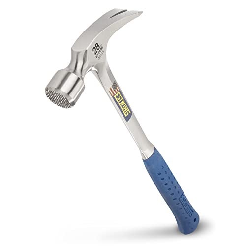 ESTWING Framing Hammer - 28 oz Long Handle Straight Rip Claw with Milled Face & Shock Reduction Grip - E3-28SM, Blue - Image 1
