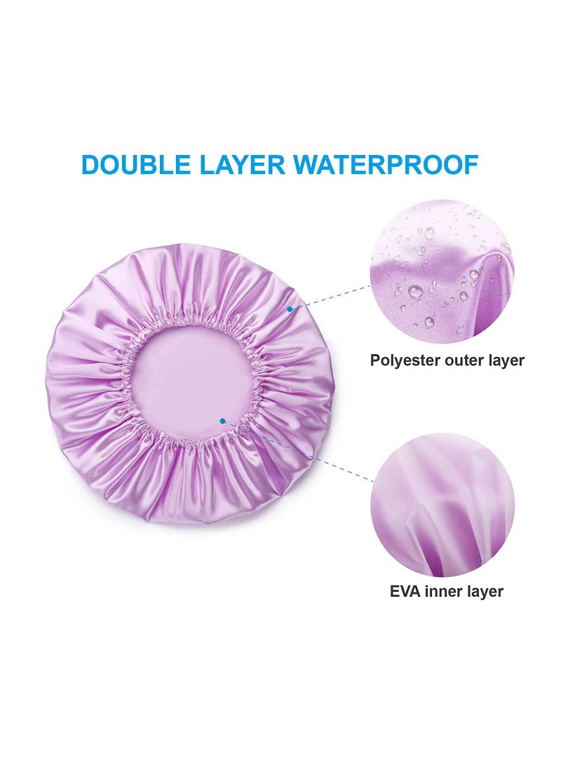 SYOSI Shower Cap Hat EVA Caps Double Waterproof Layers Bathing Hair Protection Reusable for Women Medium Size Ocean Blue Light Purple Gold Rose Red - Image 3
