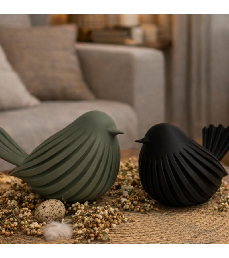 White Nordic Minimalist Bird 3D Printed Shell Texture Home Office Decor - Image 2