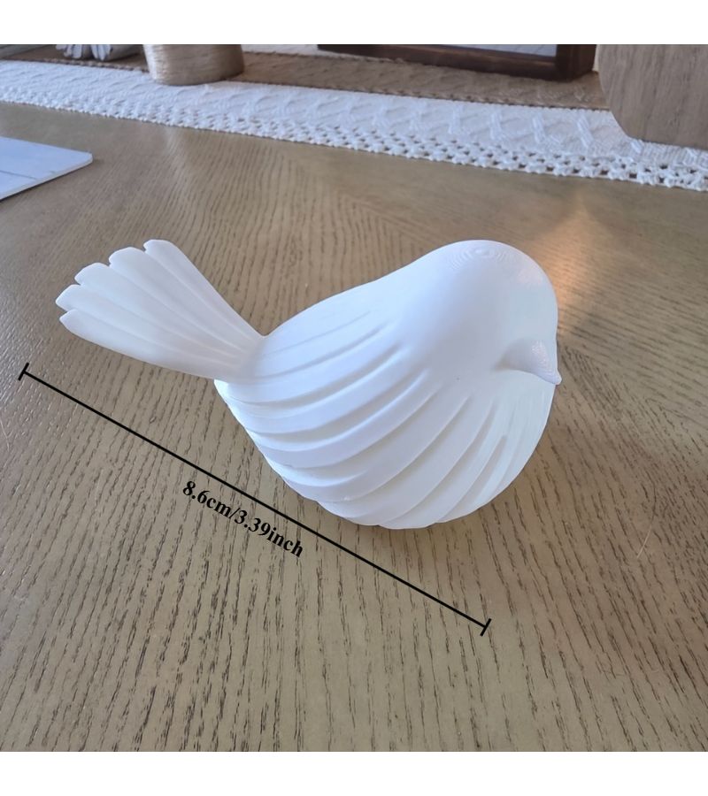 White Nordic Minimalist Bird 3D Printed Shell Texture Home Office Decor - Image 3