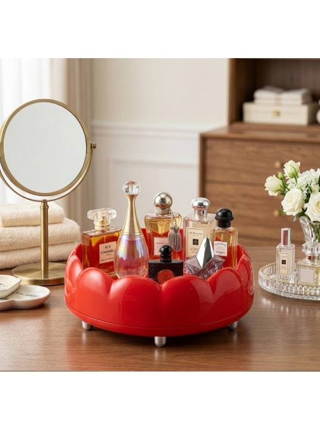 منظم مستحضرات تجميل دوار 360° متعدد الأغراض، لتخزين المكياج، البادي لوشن، البادي سبلاش، الإكسسوارات الصغيرة، أدوات التجميل، عملي وشيك للطاولات، الحمام والمكاتب 26×9سم - Image 3