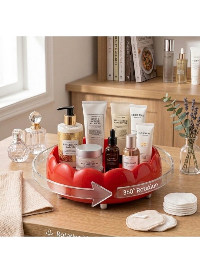 منظم مستحضرات تجميل دوار 360° متعدد الأغراض، لتخزين المكياج، البادي لوشن، البادي سبلاش، الإكسسوارات الصغيرة، أدوات التجميل، عملي وشيك للطاولات، الحمام والمكاتب 26×9سم - Image 2