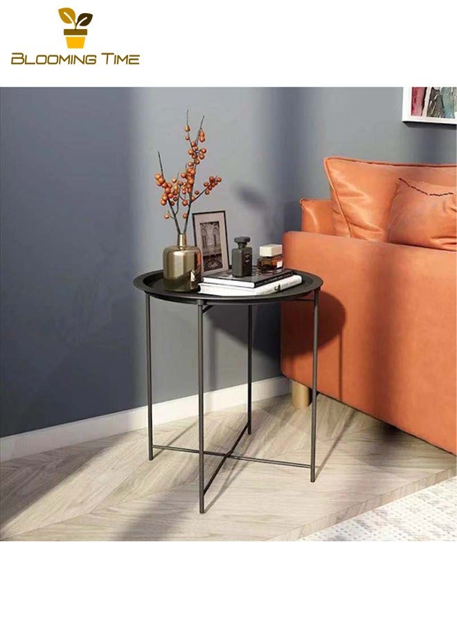 بلومنغ تايم طاولة قهوة إبداعية بسيطة، طاولة جانبية متحركة للأريكة، طاولة جانبية حديدية متحركة للأريكة، طاولة جانبية حديدية متحركة للأريكة، طاولة زاوية لغرفة المعيشة، طاولة طاولة منزلية صغيرة مستديرة، طاولة نوم صغيرة لغرفة النوم - Image 1